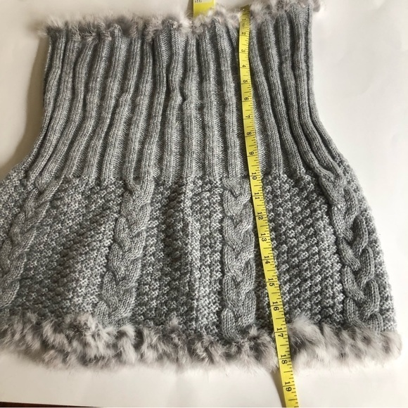 Catherine Malandrino Mohair Rabitt Fur Accents Cable Knit Ribbed Infinity Scarf - Picture 5 of 10